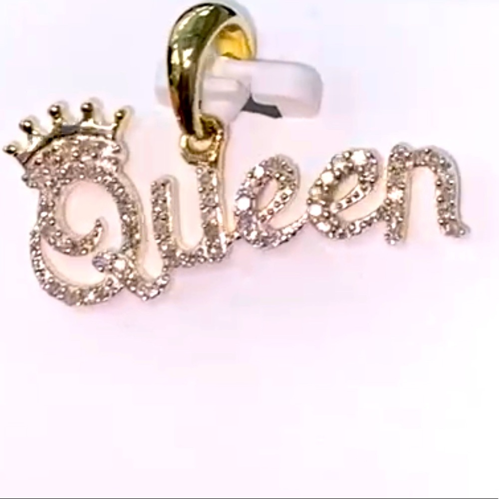 10k solid gold real diamond NOT CZ QUEEN PENDANT custom made Appraisal doc. Incl